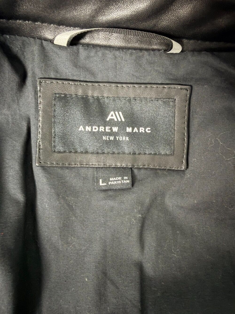 Andrew Marc Men's Black Genuine Leather Café Racer Jacket Size Large - Picture 6 of 13